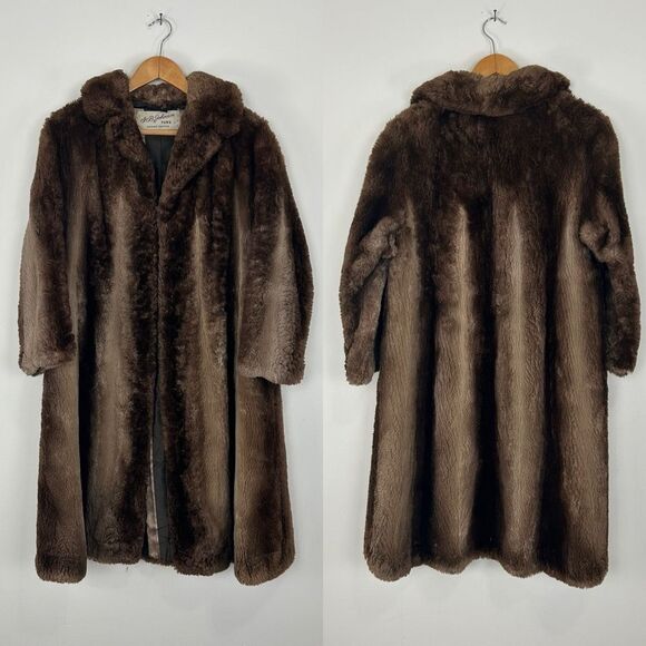 Vintage JB Johnson Brown Belted Genuine Goat Fur Coat - Picture 5 of 8